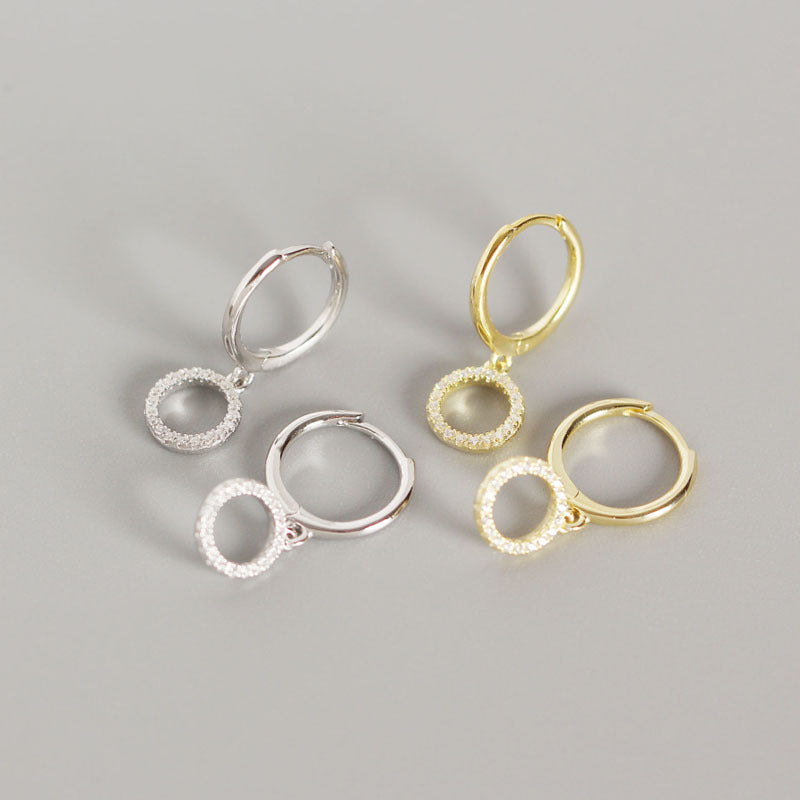 Hoop Earrings with Zirconia Circle Pendant| Olivia
