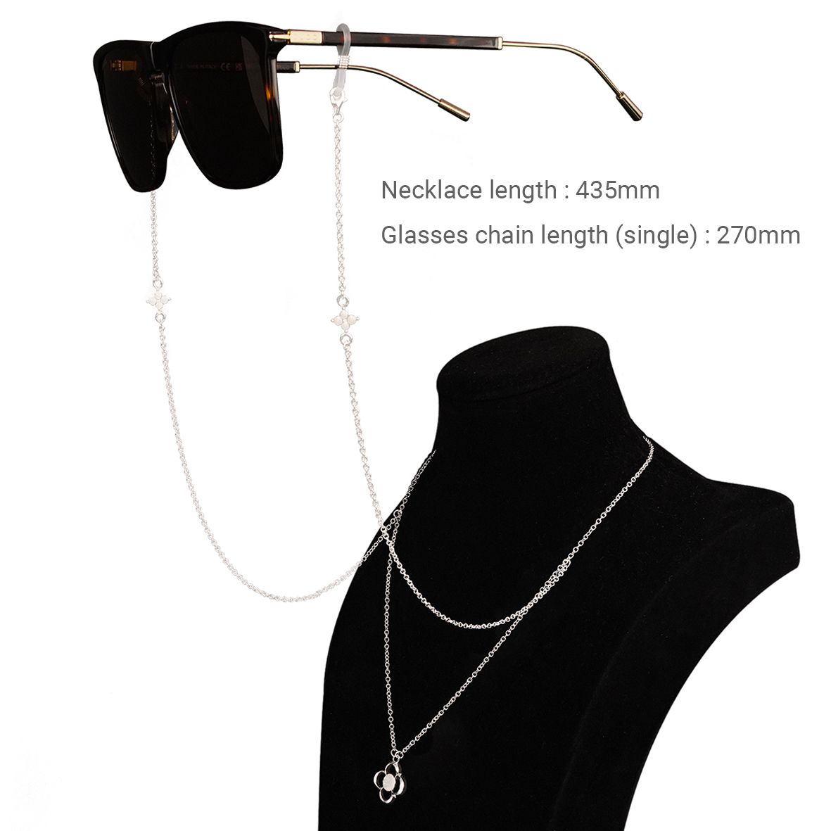 Halskette Blumenanhänger mit Brillenkette | Flora