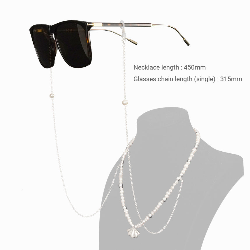 Perlenkette Muschelanhänger mit Brillenkette