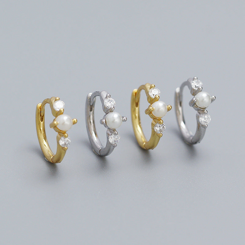 Pearls CZ Hoop Earrings | Vina