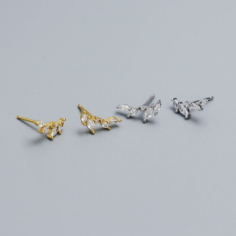 CZ Leaves Branch Stud Earrings | Olivi