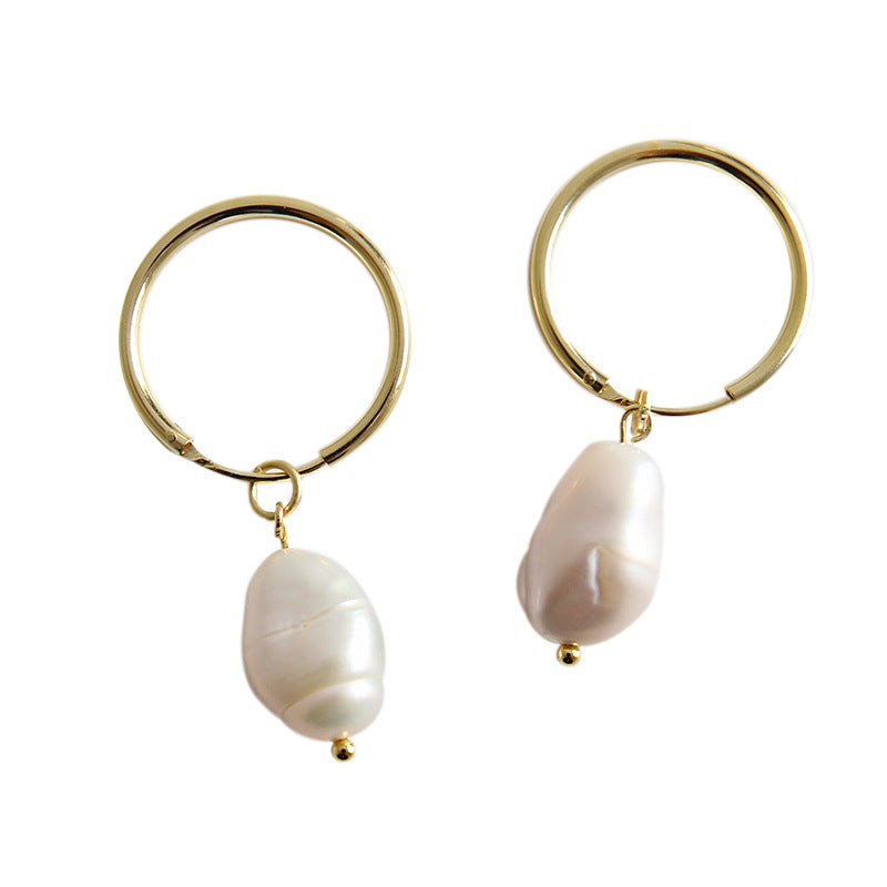 Hoop Earrings with Pearl Pendant| Safina