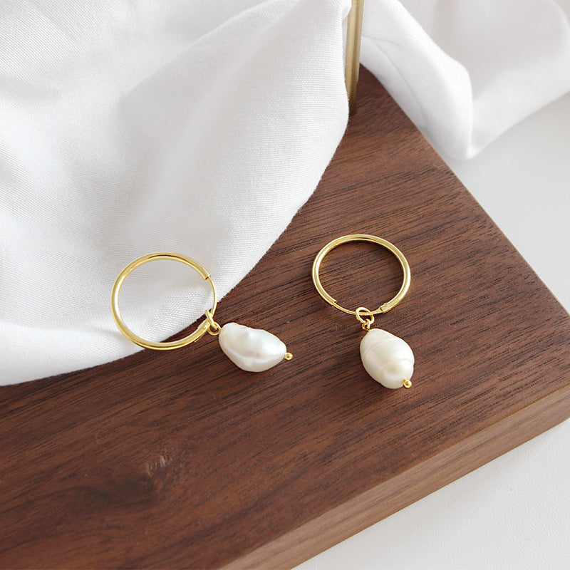 Hoop Earrings with Pearl Pendant| Safina