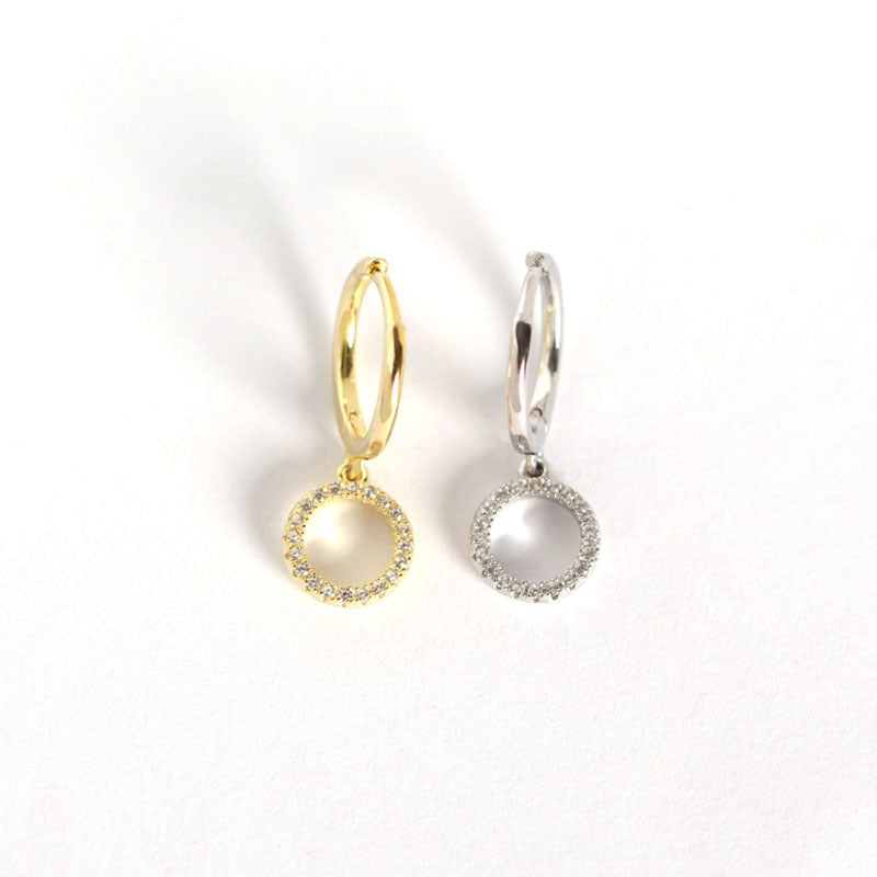 Hoop Earrings with Zirconia Circle Pendant| Olivia