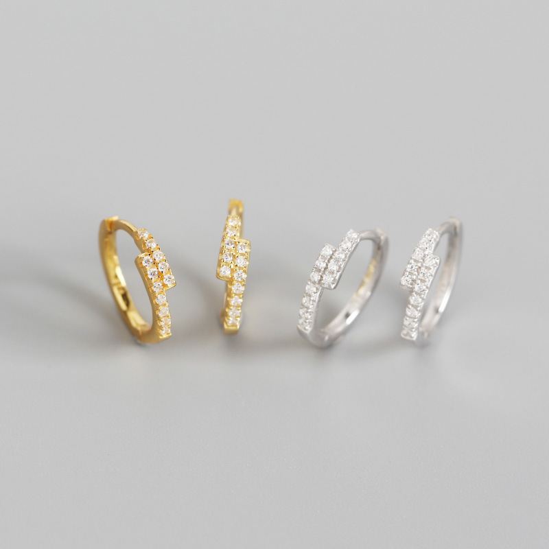 Zirconia Crossed Hoop Earrings I Aylin