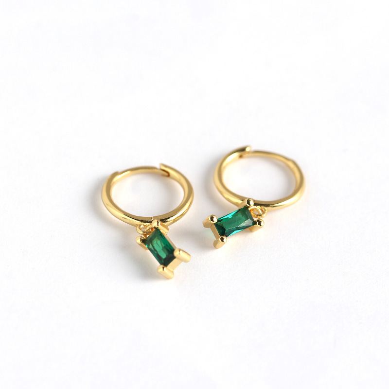 Rectangle Zirconia Hoop Earrings